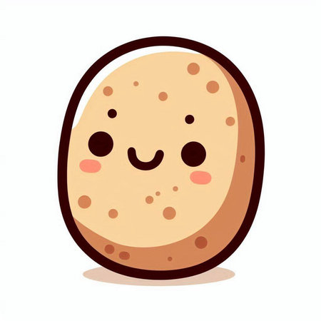 Illustration of a Cute Chocolate Chip Cookie on a White Backgroundのイラスト素材