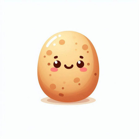 Cute happy smiling brown egg isolated on white background. Vector illustration.のイラスト素材