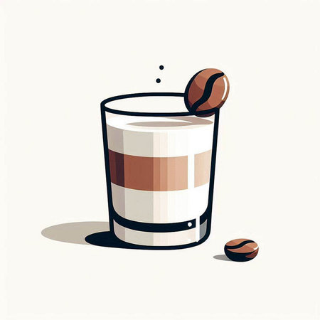 Coffee in a glass and coffee beans on a white backgroundのイラスト素材