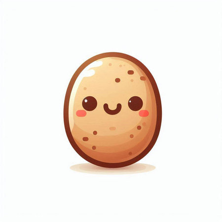 Cute kawaii smiling potato isolated on white background. Vector illustration.のイラスト素材