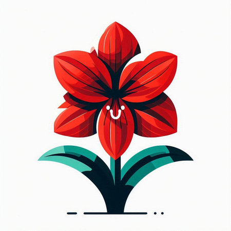 Illustration of a red flower on a white background, vector illustrationのイラスト素材