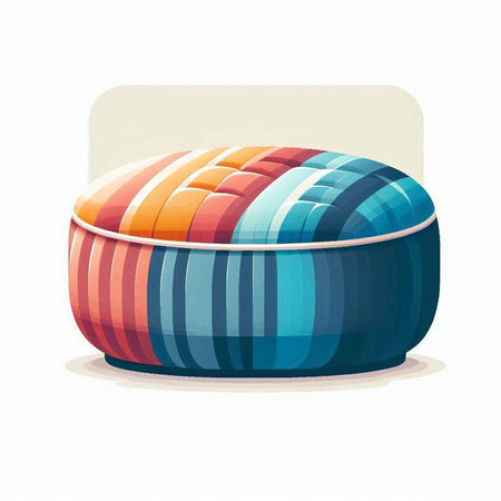 Illustration of blue and orange ottoman isolated on white backgroundのイラスト素材