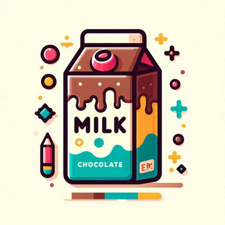 Milk carton box with chocolate and ice cream, vector illustrationのイラスト素材