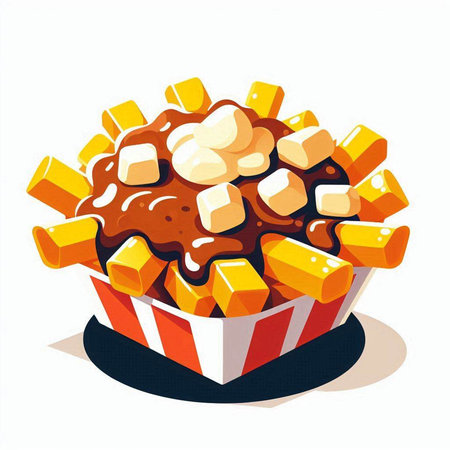 Vector illustration of cupcake with caramel and marshmallows isolated on white backgroundのイラスト素材