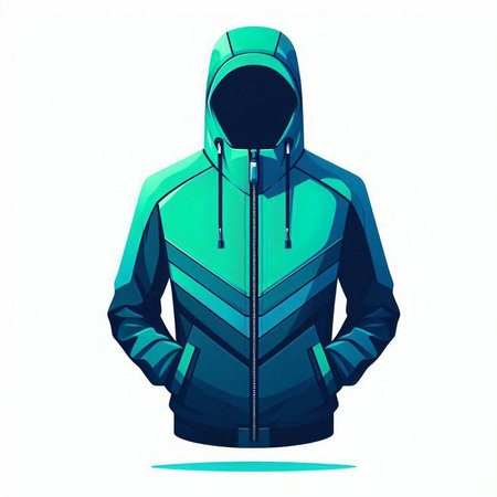 Hooded man in a blue jacket with a hood. Vector illustrationのイラスト素材