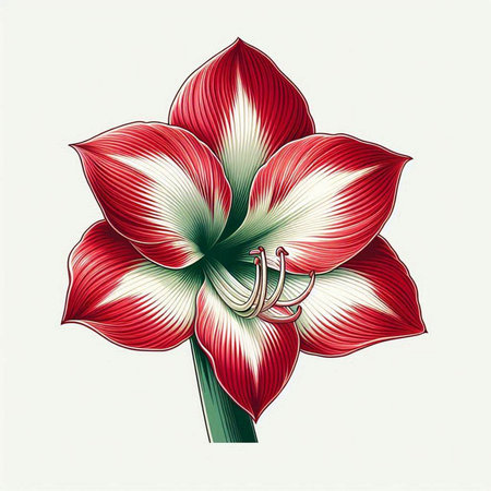 Hippeastrum (amaryllis) flower vector illustration.のイラスト素材