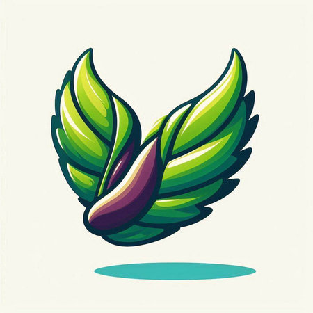 Vegetable icon with green leaves and eggplant. Vector illustration.のイラスト素材
