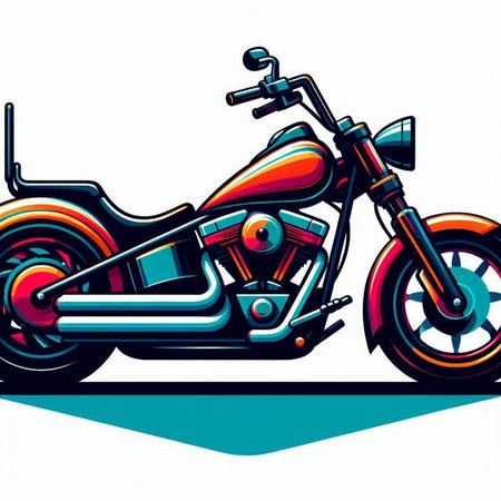 Motorcycle vector illustration. Retro motorcycle on a white background. Side view.のイラスト素材