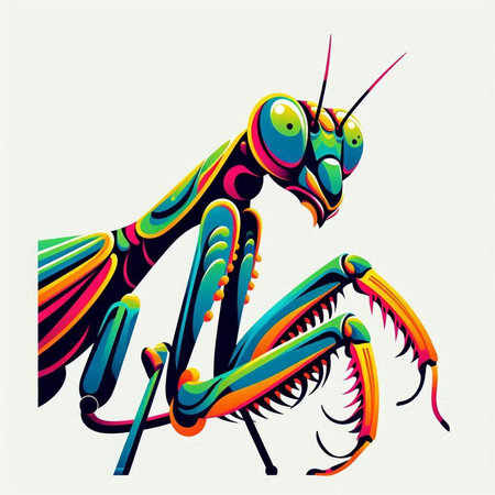 Praying mantis. Vector illustration of praying mantis.のイラスト素材