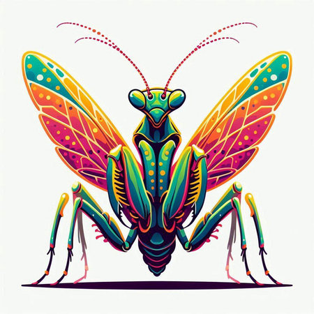 Praying mantis. Vector illustration of a praying mantis.のイラスト素材