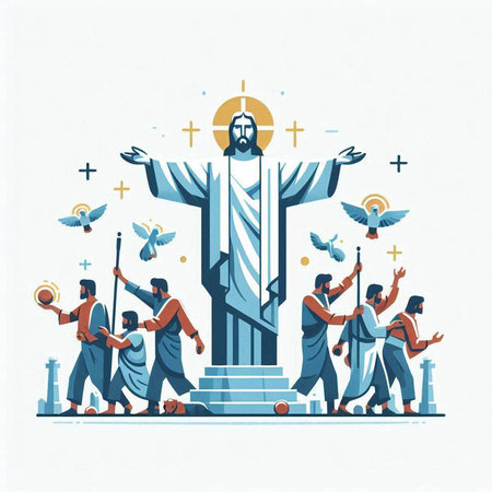Jesus Christ, christianity and religion concept. Vector illustration.のイラスト素材