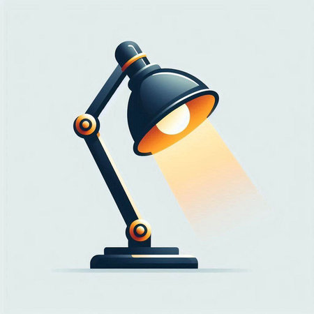 Illustration of a desk lamp on a light background. Vector illustration.のイラスト素材