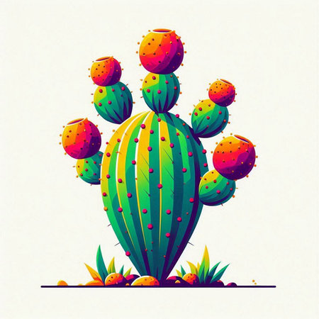 Cactus in the desert. Vector illustration of a cactus.のイラスト素材