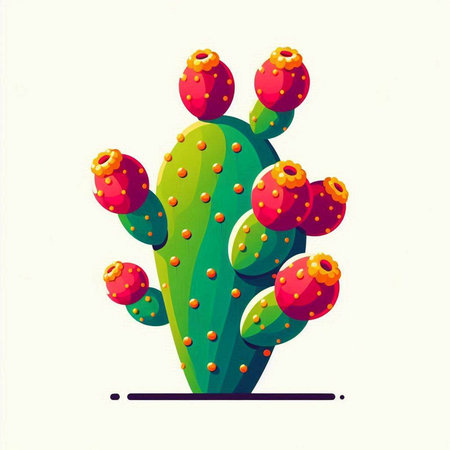 Cactus isolated on a white background. Vector illustration in cartoon style.のイラスト素材