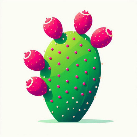 Cactus with red dots on a white background. Vector illustration.のイラスト素材