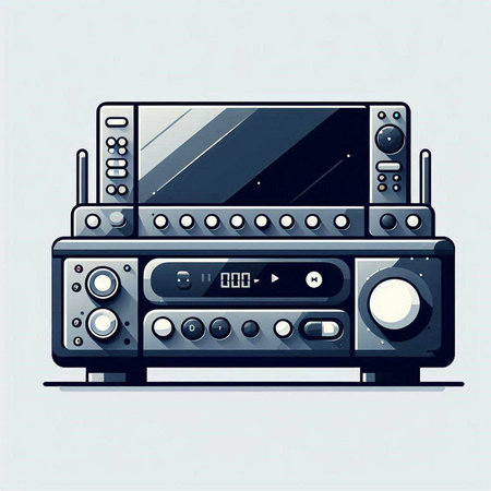 Music player. Vector illustration of retro audio equipment. Retro music player.のイラスト素材