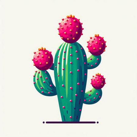 Cactus isolated on white background. Vector illustration in cartoon style.のイラスト素材