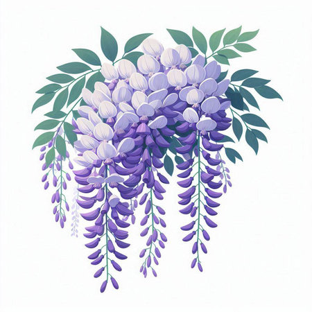 Wisteria flowers on a white background. Watercolor illustration.のイラスト素材