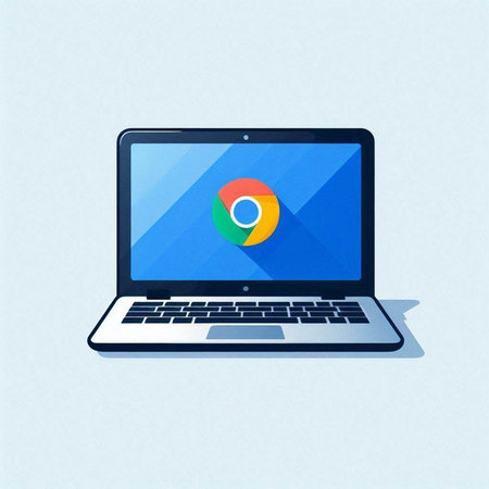 Laptop with colorful pie chart on the screen. Vector illustration.のイラスト素材