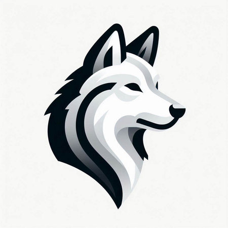 Siberian husky head on white background. Vector illustration.のイラスト素材