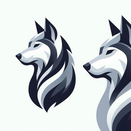 Vector image of a wolf head on a white background. Design element.のイラスト素材
