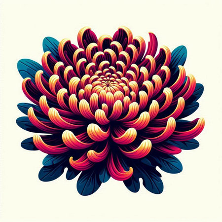 Illustration of a colorful dahlia flower on a white backgroundのイラスト素材