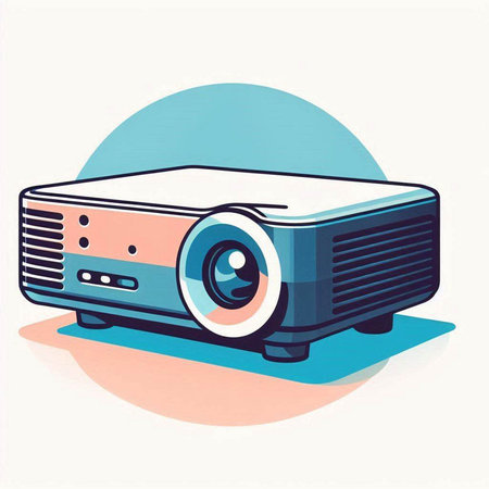 Illustration of a projector on a white background. Vector illustration.のイラスト素材