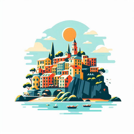 Cityscape of Riga, Latvia. Colorful vector illustration.のイラスト素材