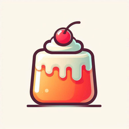 Cake with cherry on top. Vector illustration in flat style.のイラスト素材