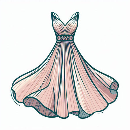 Wedding dress, sketch for your design. Vector illustration.のイラスト素材