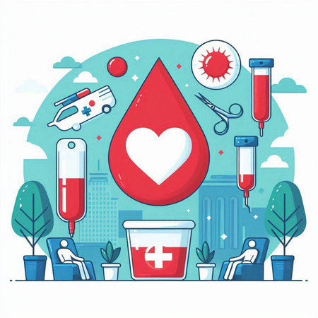 Blood donation concept, vector illustration in flat design style. Blood donation concept.のイラスト素材