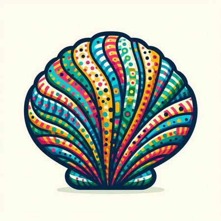 Beautiful colorful seashell on a white background. Vector illustration.のイラスト素材