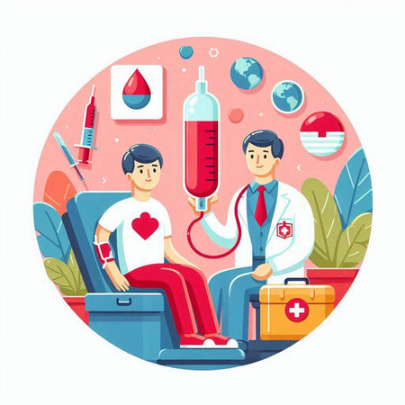 Vector illustration of a doctor and a patient in an emergency room.のイラスト素材