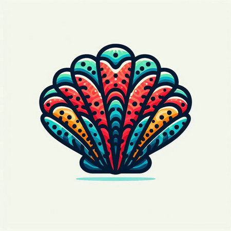 Vector hand drawn illustration of seashell. Colorful sketch. Isolated on white background.のイラスト素材