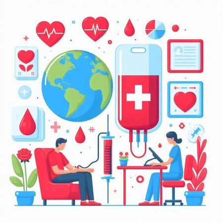 Vector illustration of World Blood Donor Day. Healthcare and Medical Concept.のイラスト素材