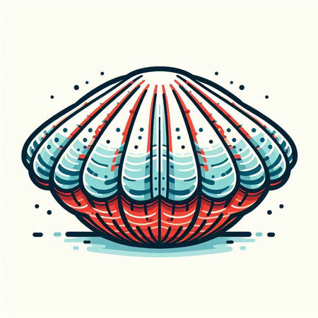 Vector illustration of a sea shell on white background. Sea life.のイラスト素材