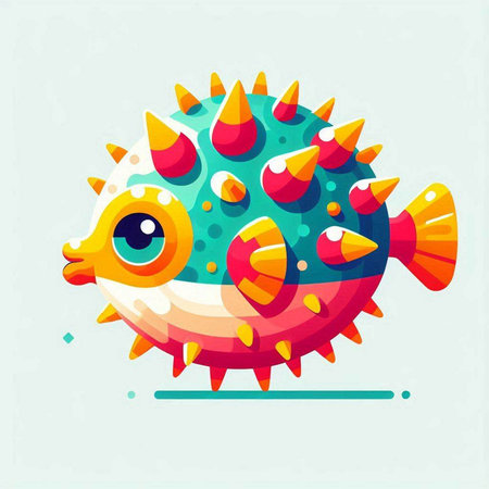 Funny cartoon fish. Colorful vector illustration in flat style.のイラスト素材