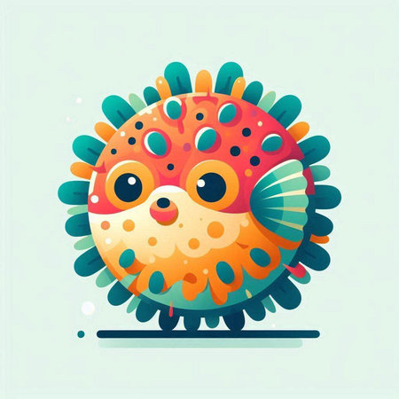Cute cartoon fish. Colorful vector illustration in flat style.のイラスト素材
