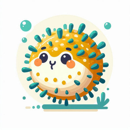 Cute funny kawaii character with eyes and nose. Vector illustration.のイラスト素材