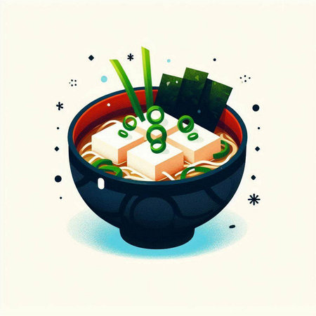 Illustration of japanese miso soup in a bowl.のイラスト素材