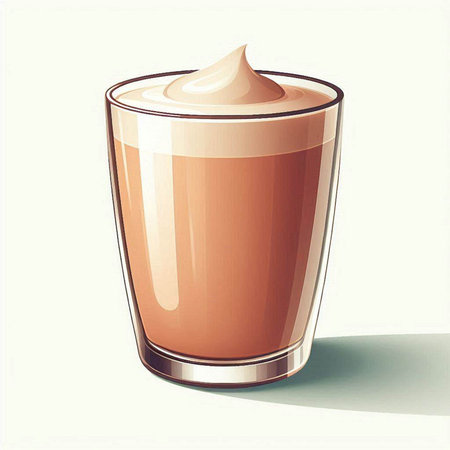Illustration of a glass of coffee with cream on a white backgroundのイラスト素材