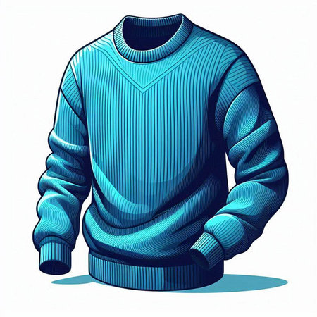 Blue sweater on a white background. Vector illustration of a sweater.のイラスト素材