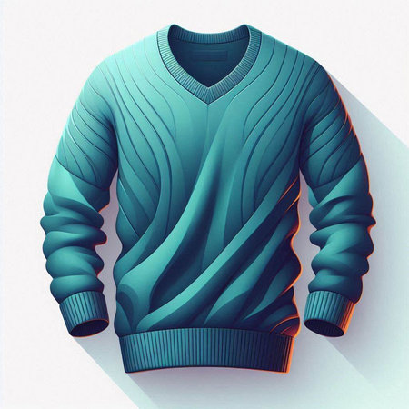 Blue sweater on a white background. 3D rendering. Illustration.のイラスト素材