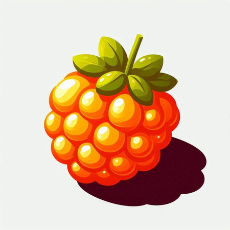 Illustration of a raspberry on a dark background. Vector image.のイラスト素材