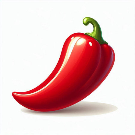 Red chili pepper on a white background with shadow. Vector illustration.のイラスト素材