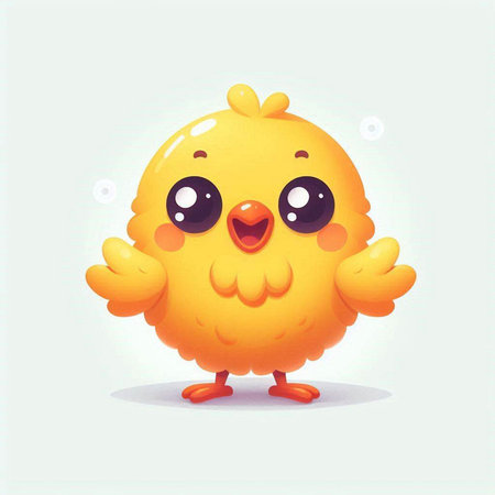 Cute cartoon chicken. Vector illustration of a little yellow chicken.のイラスト素材