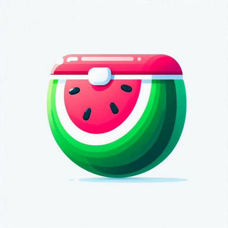 Watermelon in a purse. Vector illustration in a flat style.のイラスト素材