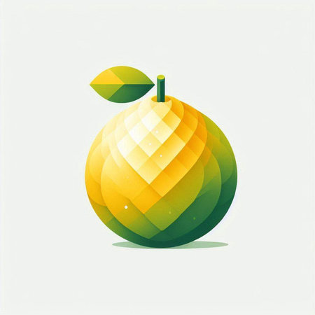 Fruit icon. Vector illustration of a stylized apple with leaves.のイラスト素材