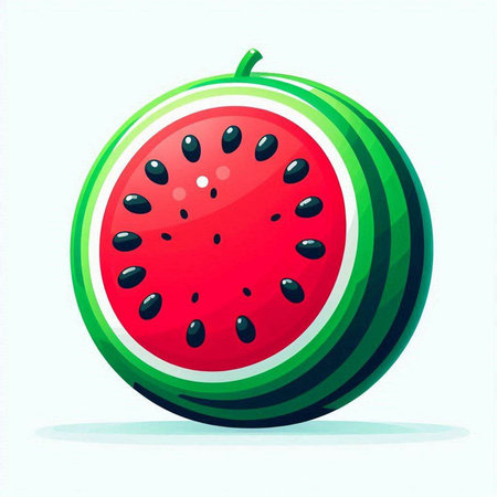 Illustration of a watermelon on a white background, vector illustrationのイラスト素材