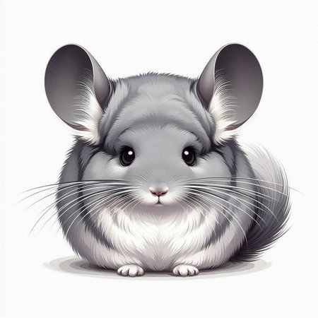 Gray chinchilla isolated on a white background. Vector illustration.のイラスト素材